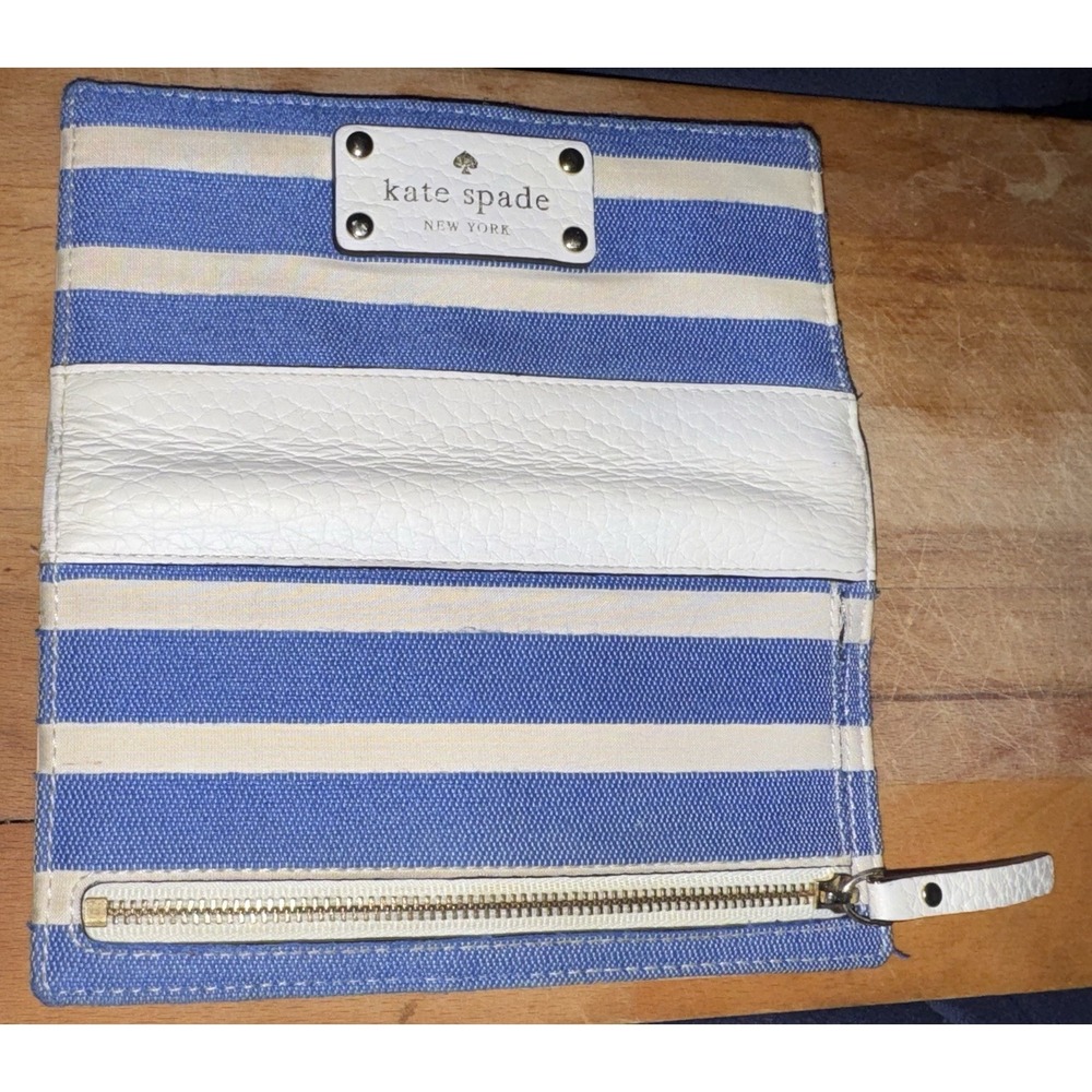 Kate Spade Southport Avenue Stacy Wallet - Blue White Stripe - Matches Cora Bag - Picture 4 of 7